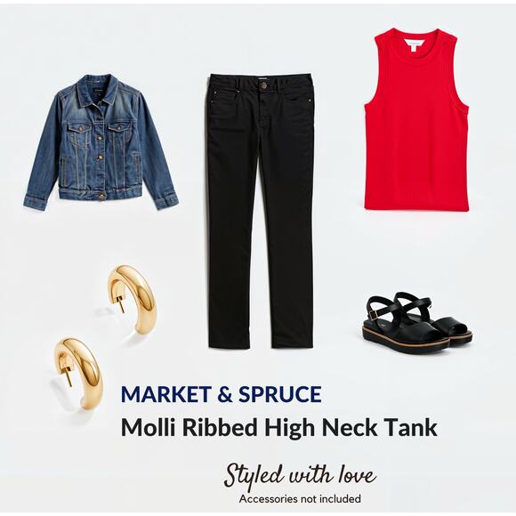 High Neck Tank Top – Red, Size M - Picture 4 of 5